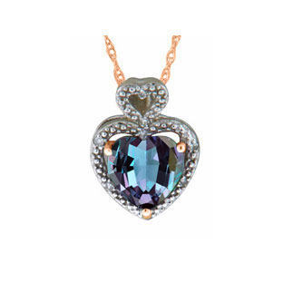 Alexandrite Birthstone Heart Shaped Diamond Rose Gold Pendant By Gemologica