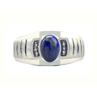 Diamond and Lapis Lazuli White Gold Ring For Men