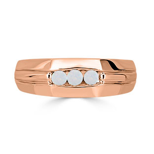 Opal Mens Ring - Men's 3 Stone Opal Ring In Rose Gold