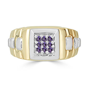 Alexandrite Men's Ring - Mens 9 Stone Alexandrite Ring In Two Tone Gold