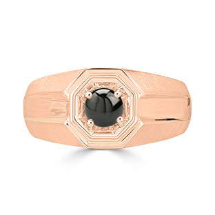 Solitaire Black Onyx Mens Ring - Men's Onyx Ring In Rose Gold