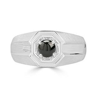 Solitaire Black Onyx Mens Ring - Men's Onyx Ring In Silver