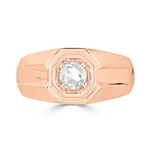 Solitaire White Topaz Mens Ring - Men's Topaz Ring In Rose Gold