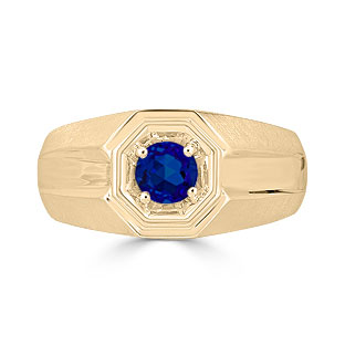 Solitaire Sapphire Mens Ring - Men's Sapphire Ring In Yellow Gold