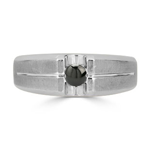 Mens Black Onyx Ring - Solitaire Onyx Men's Ring In Sterling Silver