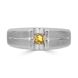Mens Citrine Ring - Solitaire Citrine Men's Ring In Sterling Silver