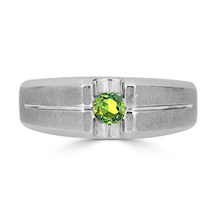 Mens Peridot Ring - Solitaire Peridot Men's Ring In Sterling Silver