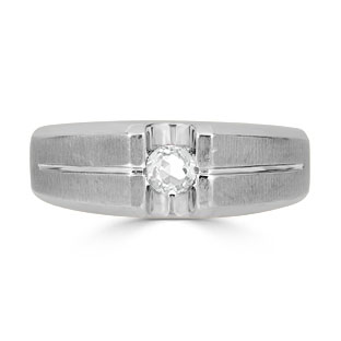 Mens White Topaz Ring - Solitaire Topaz Men's Ring In Sterling Silver