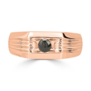 Men's Black Onyx Stone Ring - Solitaire Onyx Men's Ring In Rose Gold