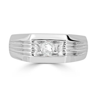 Men's White Topaz Stone Ring - Solitaire Topaz Men's Ring In Silver