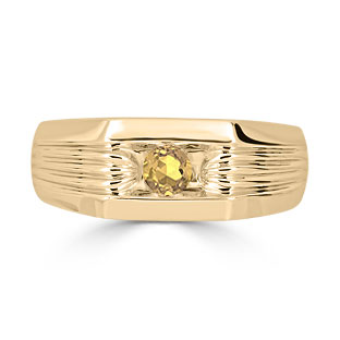 Men's Citrine Stone Ring - Solitaire Citrine Men's Ring In Yellow Gold