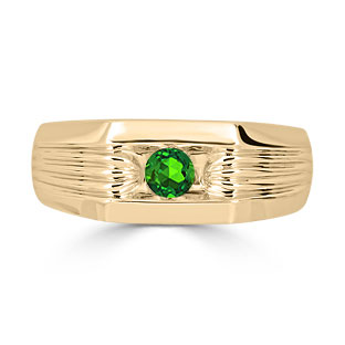 Men's Emerald Stone Ring - Solitaire Emerald Men's Ring In Yellow Gold