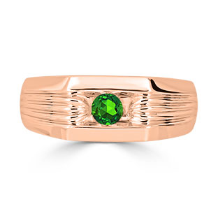 Men's Emerald Stone Ring - Solitaire Emerald Men's Ring In Rose Gold