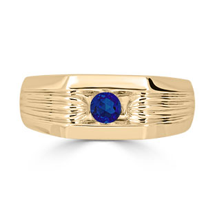Men's Sapphire Stone Ring - Solitaire Sapphire Men's Ring In Yellow Gold