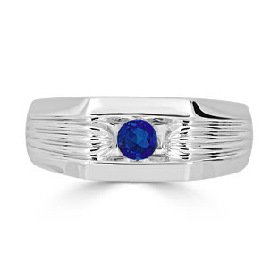 Men's Sapphire Stone Ring - Solitaire Sapphire Men's Ring In Silver