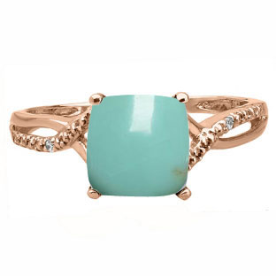 Rose Gold Cushion-Cut Turquoise Diamond Ring by Gemologica Jewelry
