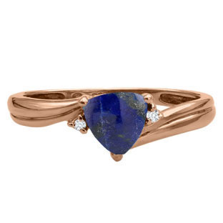 Trillion Cut Lapis Birthstone Diamond Rose Gold Ring by Gemologica