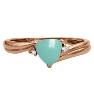 Trillion Cut Turquoise Birthstone Diamond Rose Gold Ring by Gemologica