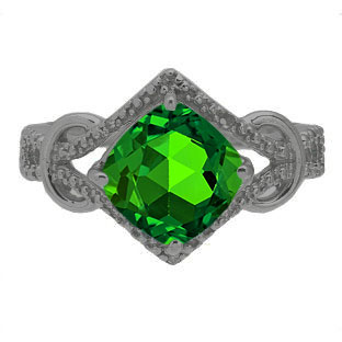 Cushion Cut Emerald Diamond Black Gold Ring By Gemologica