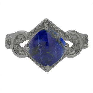 Cushion Cut Lapis Diamond Black Gold Ring By Gemologica