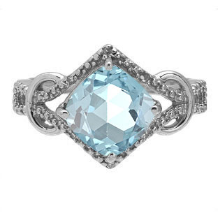 Cushion Cut Aquamarine Diamond White Gold Ring By Gemologica