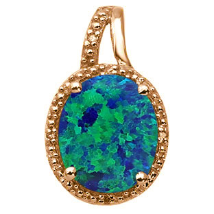 Large Oval Cut Australian Opal Stone Diamond Rose Gold Pendant
