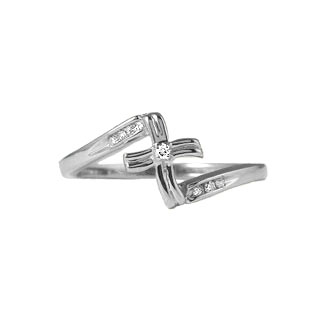 Diamond Cross Ring In White Gold