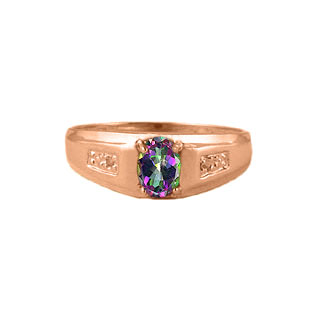 Men's Mystic Fire Topaz Diamond Ring, Mens Rose Gold Jewelry