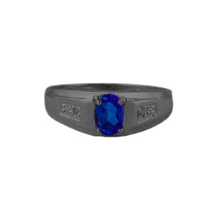 Men's Sapphire Diamond Ring, Mens Black Gold Jewelry