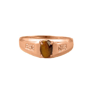 Men's Tiger Eye Diamond Ring, Mens Rose Gold Jewelry