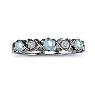 Aquamarine and Diamond Black Gold Band Ring