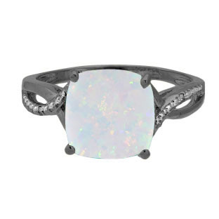 Diamond Cushion Cut Opal Black Gold Ring Gemologica Jewelry