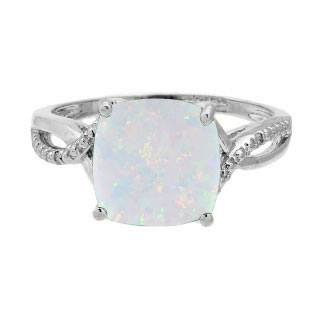 Diamond Cushion Cut Opal Sterling Silver Ring Gemologica Jewelry