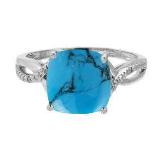 Diamond Cushion Cut Turquoise Sterling Silver Ring Gemologica Jewelry