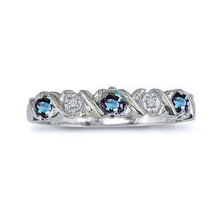 Alexandrite Diamond White Gold Band Ring By Gemologica