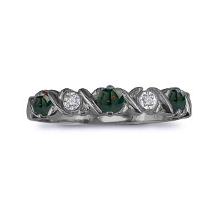 Bloodstone and Diamond Black Gold Band Ring