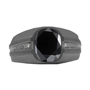 Onyx Rings - Men's Diamond Black Onyx Black Gold Ring Gemologica