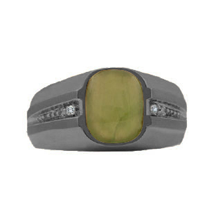 Jade Rings - Men's Diamond Green Jade Black Gold Ring Gemologica