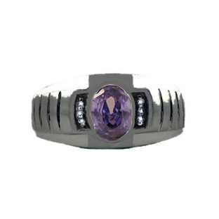 Diamond & Tanzanite Black Gold Men's Ring