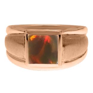 Rose Gold Men's Square Black Opal Ring