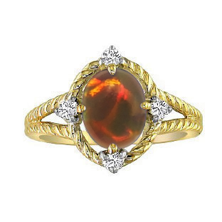 Oval Cut Black Opal Diamond Yellow Gold Braided Ring By Gemologica Jewelry