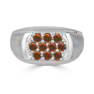 Black Opal Men's Ring - Men's 10 Stone Black Opal Ring In Silver