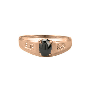 Men's Black Onyx and Diamond Rings, Rose Gold Jewelry