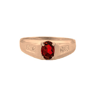 Men's Garnet Birthstone and Diamond Ring, Rose Gold