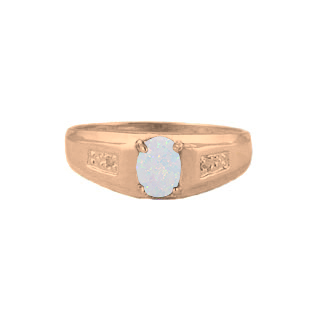 Men's Opal Birthstone and Diamond Ring, Rose Gold