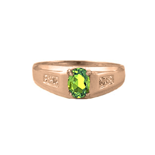 Men's Peridot Birthstone and Diamond Ring, Rose Gold