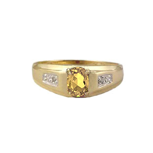 Men's Citrine Diamond Rings, Yellow Gold Jewelry