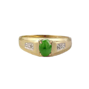 Men's Jade Diamond Rings, Yellow Gold Jewelry