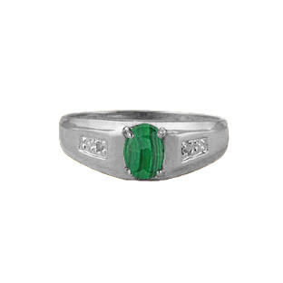 Men's Malachite Diamond Rings, White Gold Jewelry