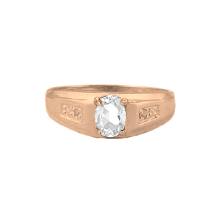Rose Gold Men's White Topaz Birthstone and Diamond Ring